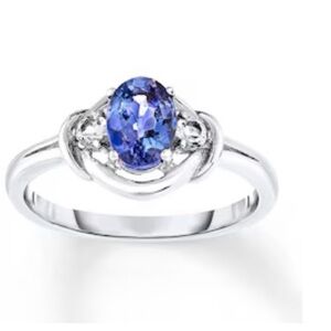Tanzanite & White Topaz Ring In 9.25 Sterling Silver